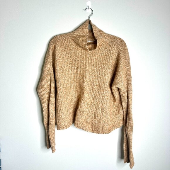 Reformation Fern Sweater in Camel Marled 100% Yak Funnel Neck Minimalist Sz XS - Picture 2 of 5